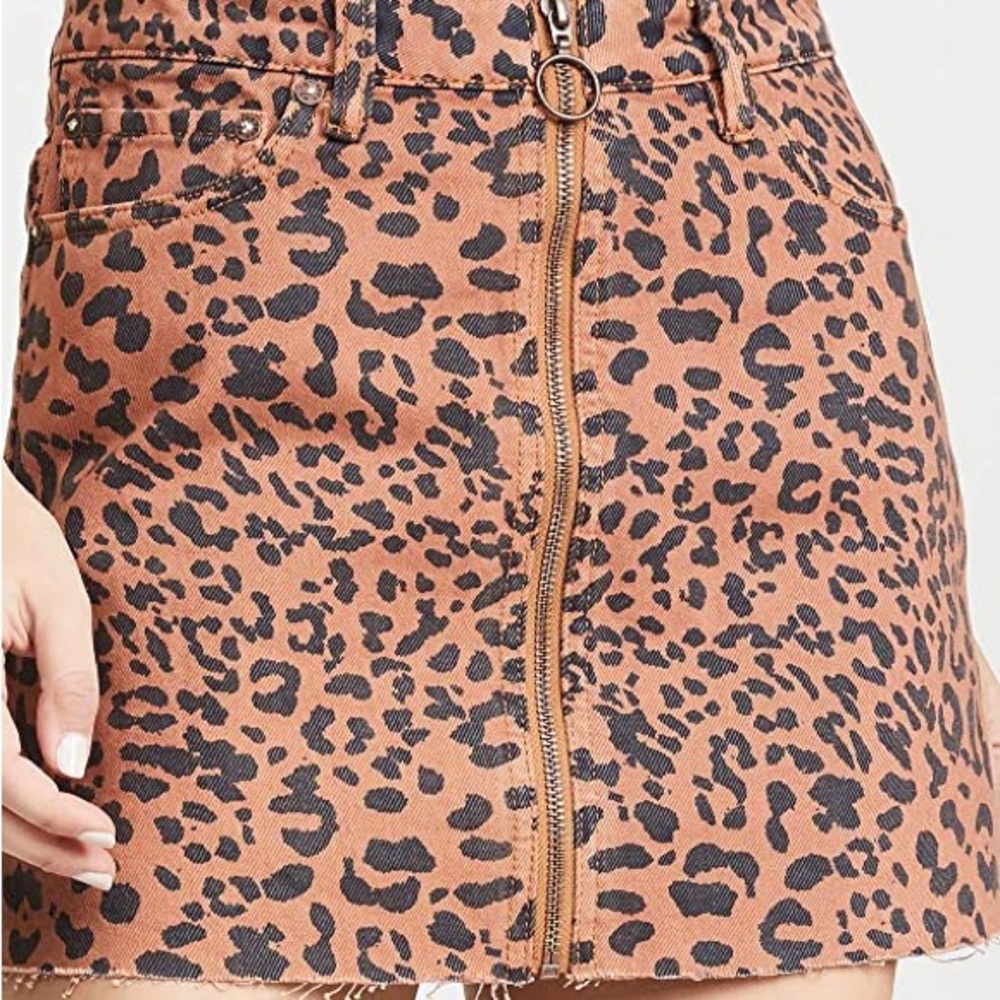 Free People WE THE FREE Animal Print Denim Mini Skirt